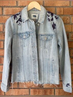 Denim Jacket with Floral Embroidery